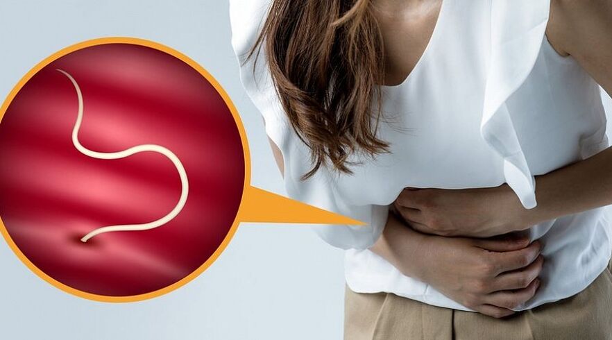 Infektion des menschlichen Körpers mit Helminthen.